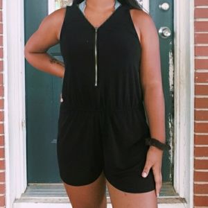 Black zip up romper